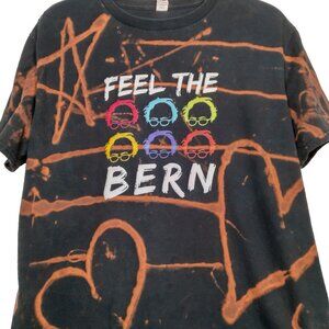 Bernie Sanders Shirt Large Feel The Bern Reworked Bleached Hearts Stars Love USA